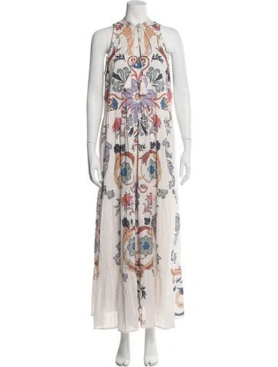 Pre-owned Carolina K Printed Long Dress In Neutral