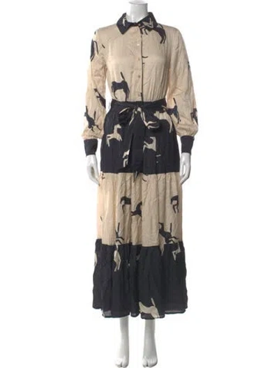 Pre-owned Carolina K Printed Long Dress In Neutral