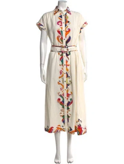 Pre-owned Carolina K Printed Long Dress In Neutrals