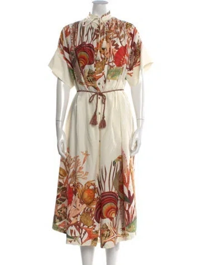 Pre-owned Carolina K Printed Long Dress In Neutrals