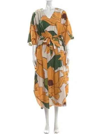 Pre-owned Carolina K Printed Long Dress In Orange