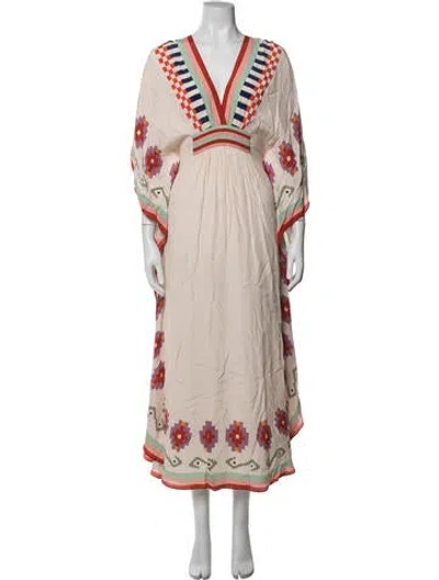 Pre-owned Carolina K Printed Long Dress In Pink