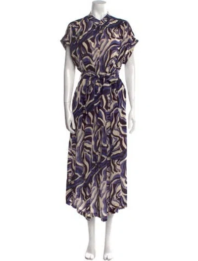 Pre-owned Carolina K Printed Long Dress In Purple