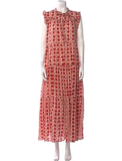 Pre-owned Carolina K Printed Long Dress In Red