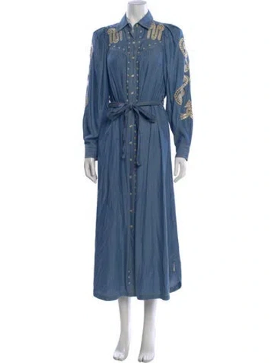 Pre-owned Carolina K Printed Long Dress W/ Tags In Blue