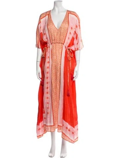 Pre-owned Carolina K Printed Long Dress W/ Tags In Orange