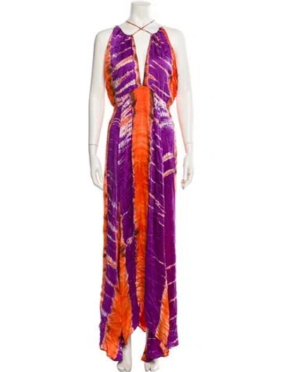 Pre-owned Carolina K Printed Long Dress W/ Tags In Purple