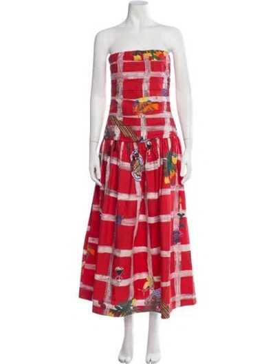 Pre-owned Carolina K Printed Long Dress W/ Tags In Red