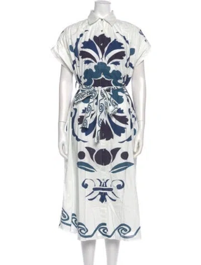 Pre-owned Carolina K Printed Long Dress W/ Tags In White