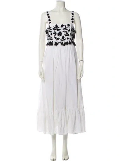 Pre-owned Carolina K Printed Long Dress In White