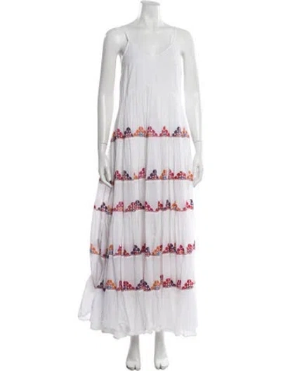 Pre-owned Carolina K Printed Long Dress In White