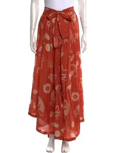 Pre-owned Carolina K Printed Long Skirt In Brown