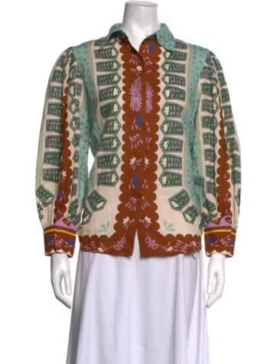 Pre-owned Carolina K Printed Long Sleeve Blouse In Multicolor