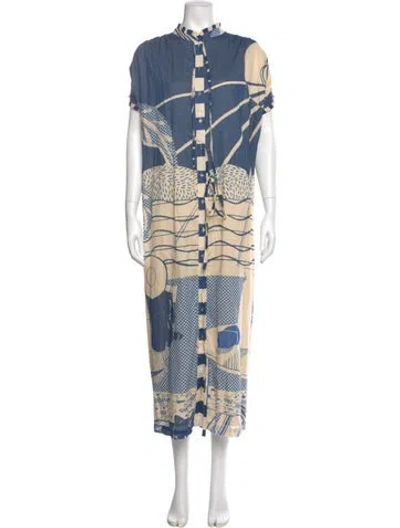 Pre-owned Carolina K Printed Midi Length Dress In Blue