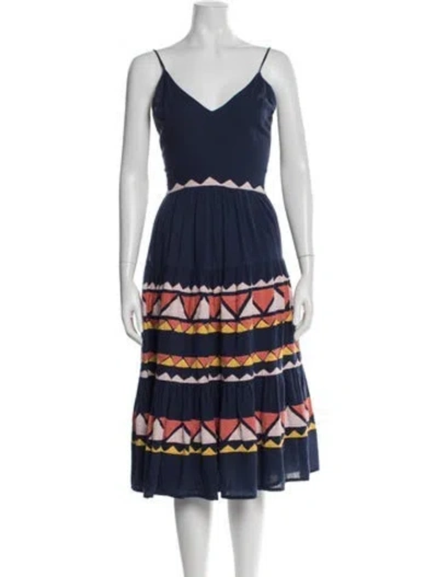 Pre-owned Carolina K Printed Midi Length Dress In Blue