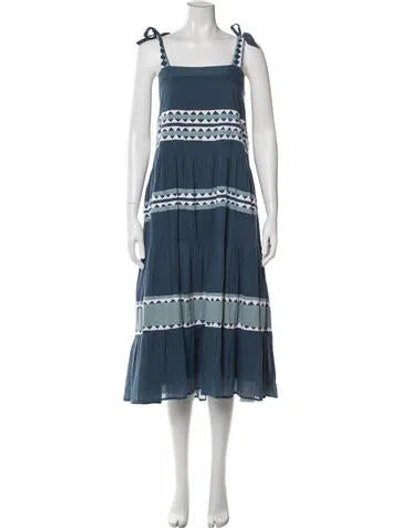 Pre-owned Carolina K Printed Midi Length Dress In Blue