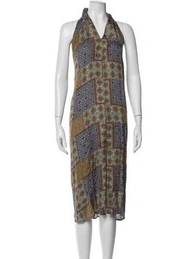 Pre-owned Carolina K Printed Midi Length Dress In Blue