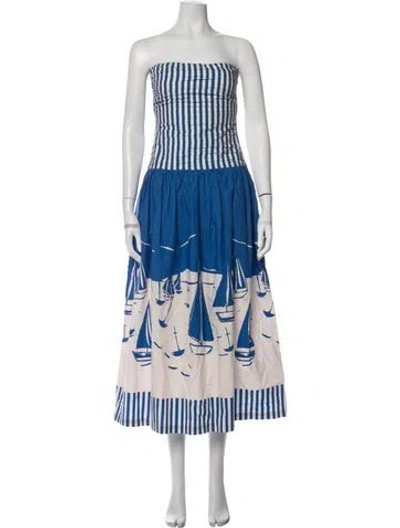 Pre-owned Carolina K Printed Midi Length Dress In Blue