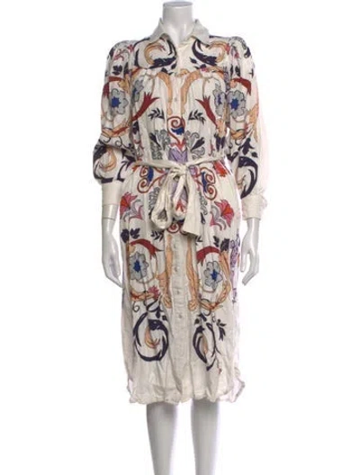 Pre-owned Carolina K Printed Midi Length Dress In Neutrals