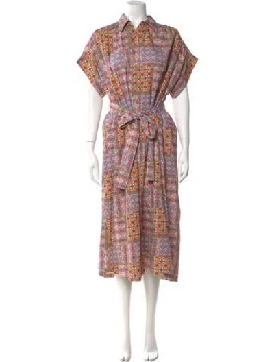 Pre-owned Carolina K Printed Midi Length Dress In Pink