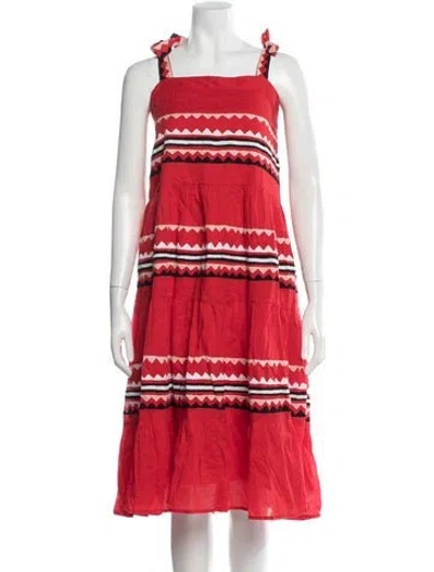 Pre-owned Carolina K Printed Midi Length Dress In Red