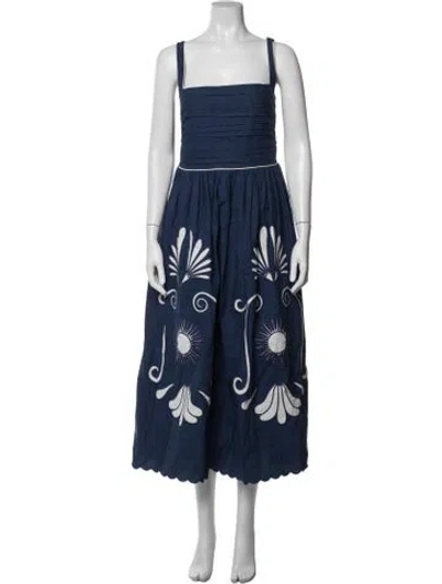 Pre-owned Carolina K Printed Midi Length Dress W/ Tags In Blue
