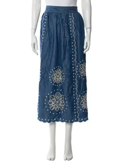 Pre-owned Carolina K Printed Midi Length Skirt In Blue