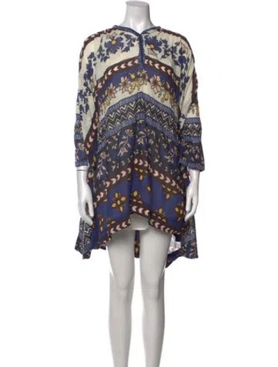 Pre-owned Carolina K Printed Mini Dress In Blue