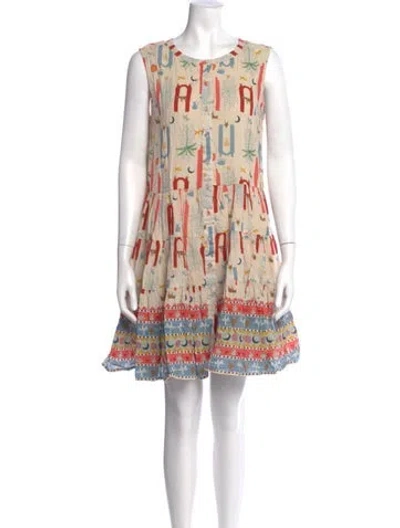 Pre-owned Carolina K Printed Mini Dress In Neutral
