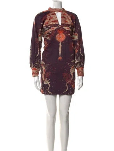Pre-owned Carolina K Printed Mini Dress In Purple