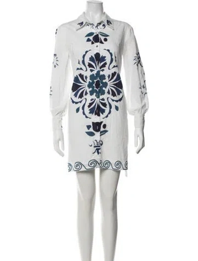 Pre-owned Carolina K Printed Mini Dress In White