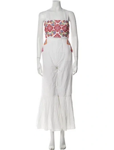 Pre-owned Carolina K Printed Square Neckline Jumpsuit In Neutral