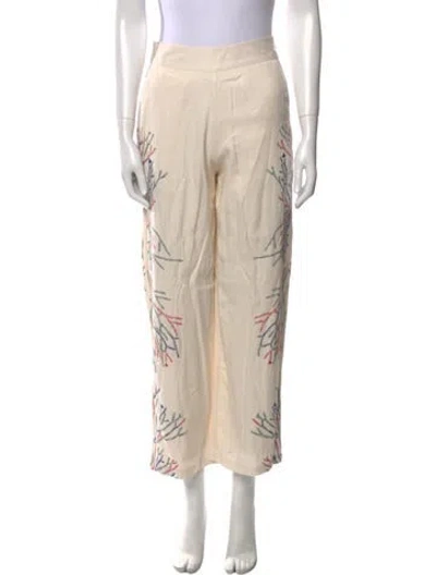 Pre-owned Carolina K Printed Straight Leg Pants In Neutral