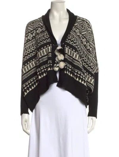 Pre-owned Carolina K Printed V-neck Sweater In Black