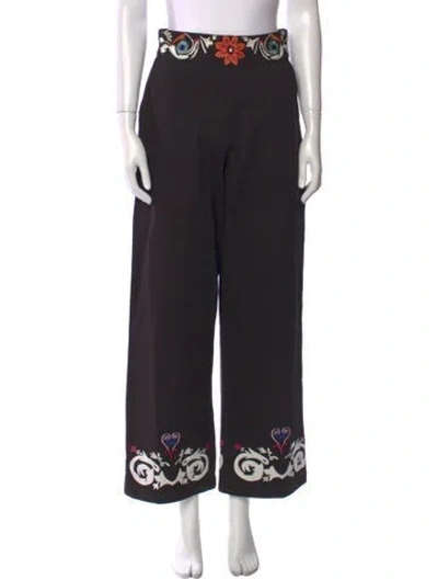 Pre-owned Carolina K Printed Wide Leg Pants In Black