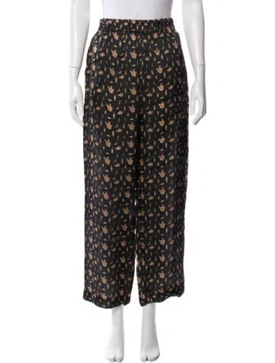 Pre-owned Carolina K Printed Wide Leg Pants In Black