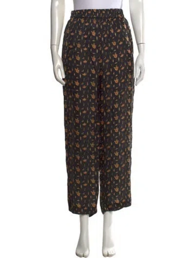 Pre-owned Carolina K Printed Wide Leg Pants In Black