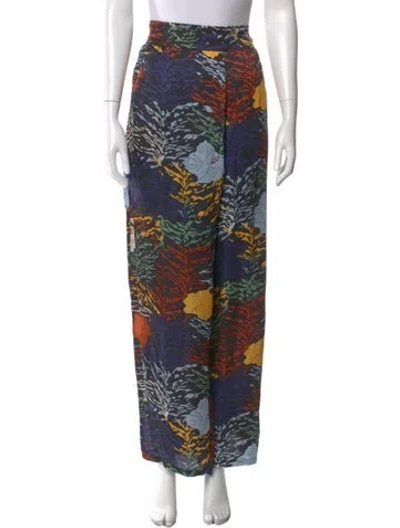 Pre-owned Carolina K Printed Wide Leg Pants In Blue