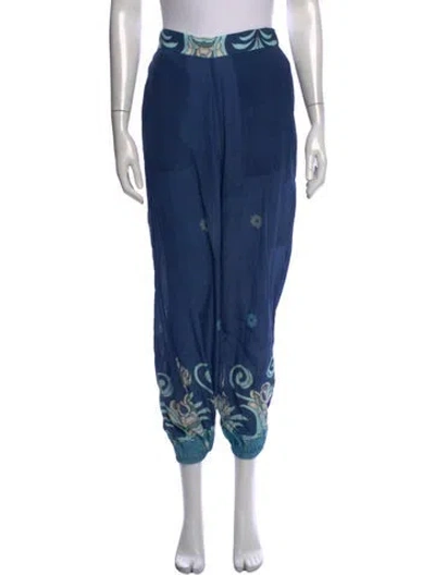 Pre-owned Carolina K Printed Wide Leg Pants In Blue
