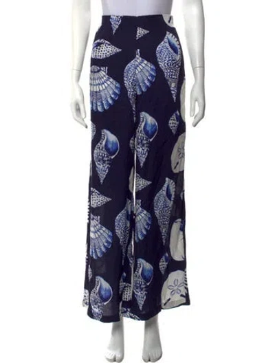 Pre-owned Carolina K Printed Wide Leg Pants In Blue