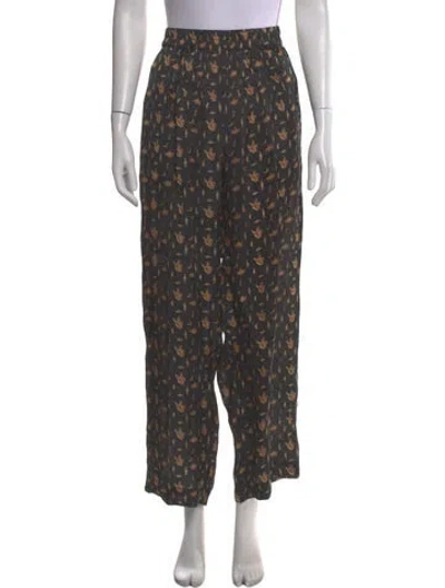 Pre-owned Carolina K Printed Wide Leg Pants In Gray