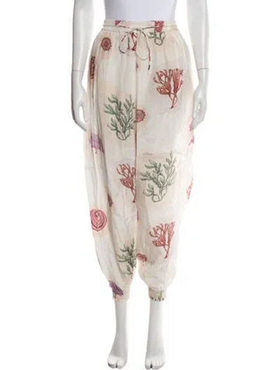 Pre-owned Carolina K Printed Wide Leg Pants In Neutral