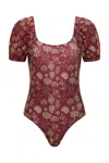 Carolina K Puglia One Piece In Corals Burgundy In Multi