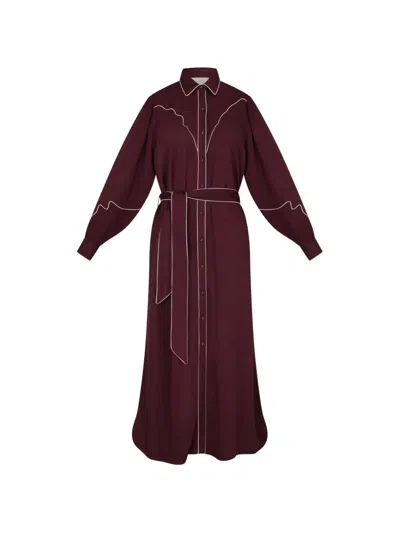 Carolina K Rodeo Contrasting-trim Maxi Dress In Burgundy