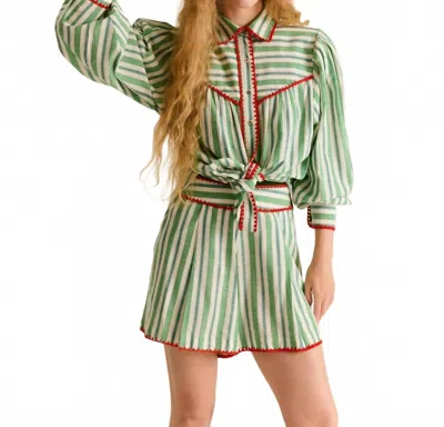 Carolina K Roma Short In Green White Stripe