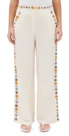 Carolina K Sam Pants Ivory Embroid In Nude