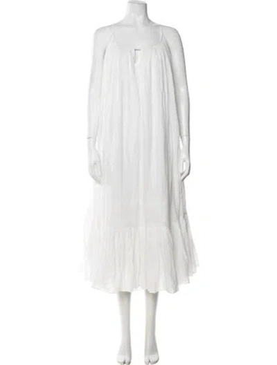 Pre-owned Carolina K Scoop Neck Long Dress In White