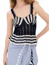 Carolina K Shell Crochet Tank Top In Navy In Black