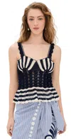 Carolina K Shell Crochet Tank Top In Navy In Black