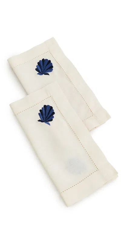 Carolina K Shell Napkins Set Gardenia In White